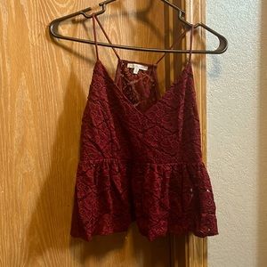 Charlotte Russe razor back flared crop top